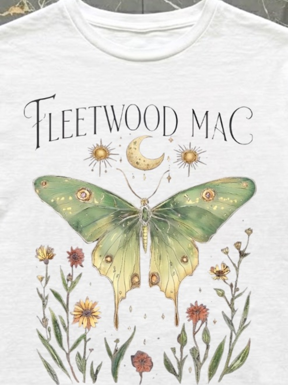 Fleetwood Mac Luna Moth Shirt | Classic Rock | Bohemian | Fleetwood Mac fans - Picture 2 of 4